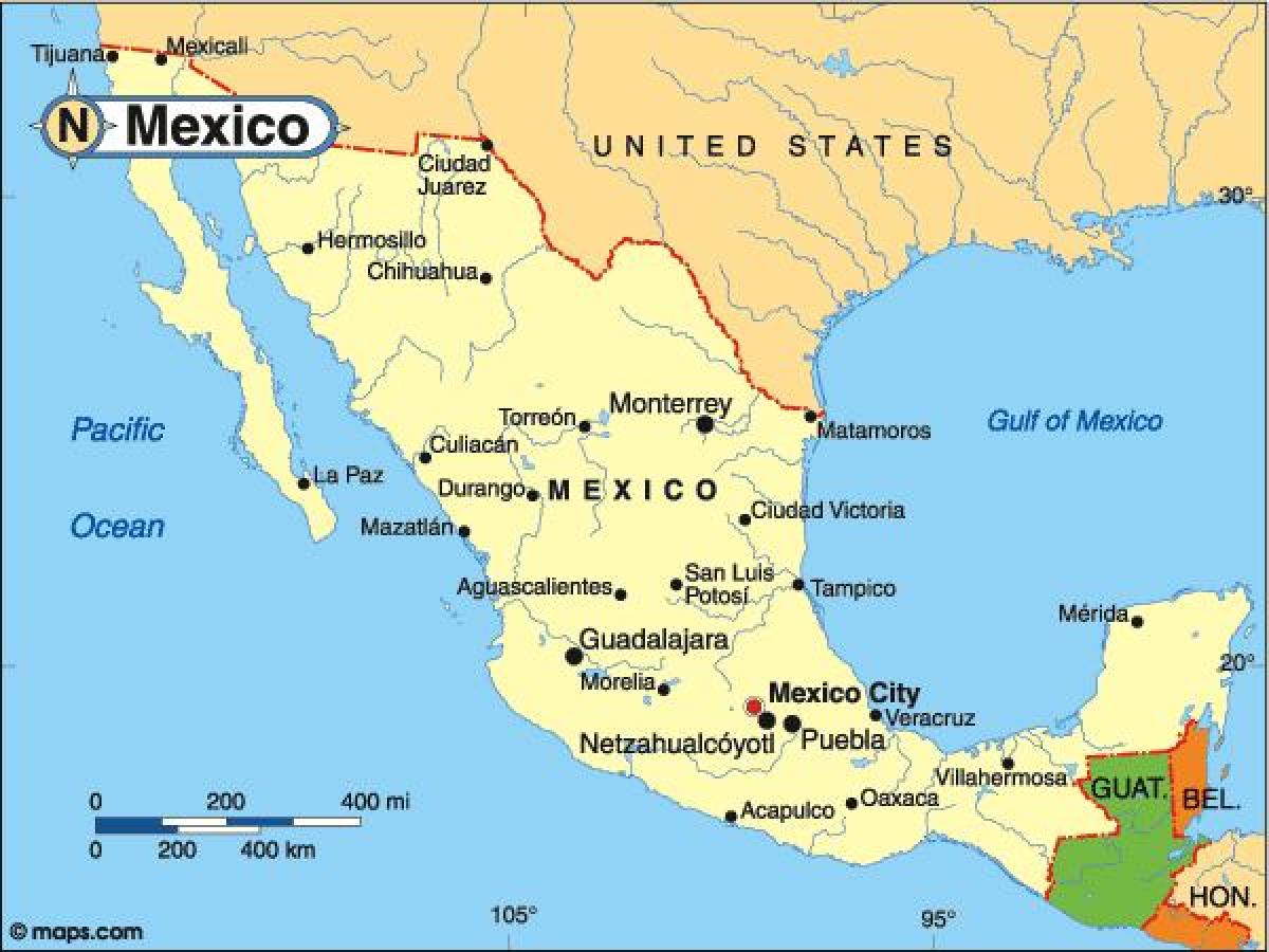 država Mehika zemljevid