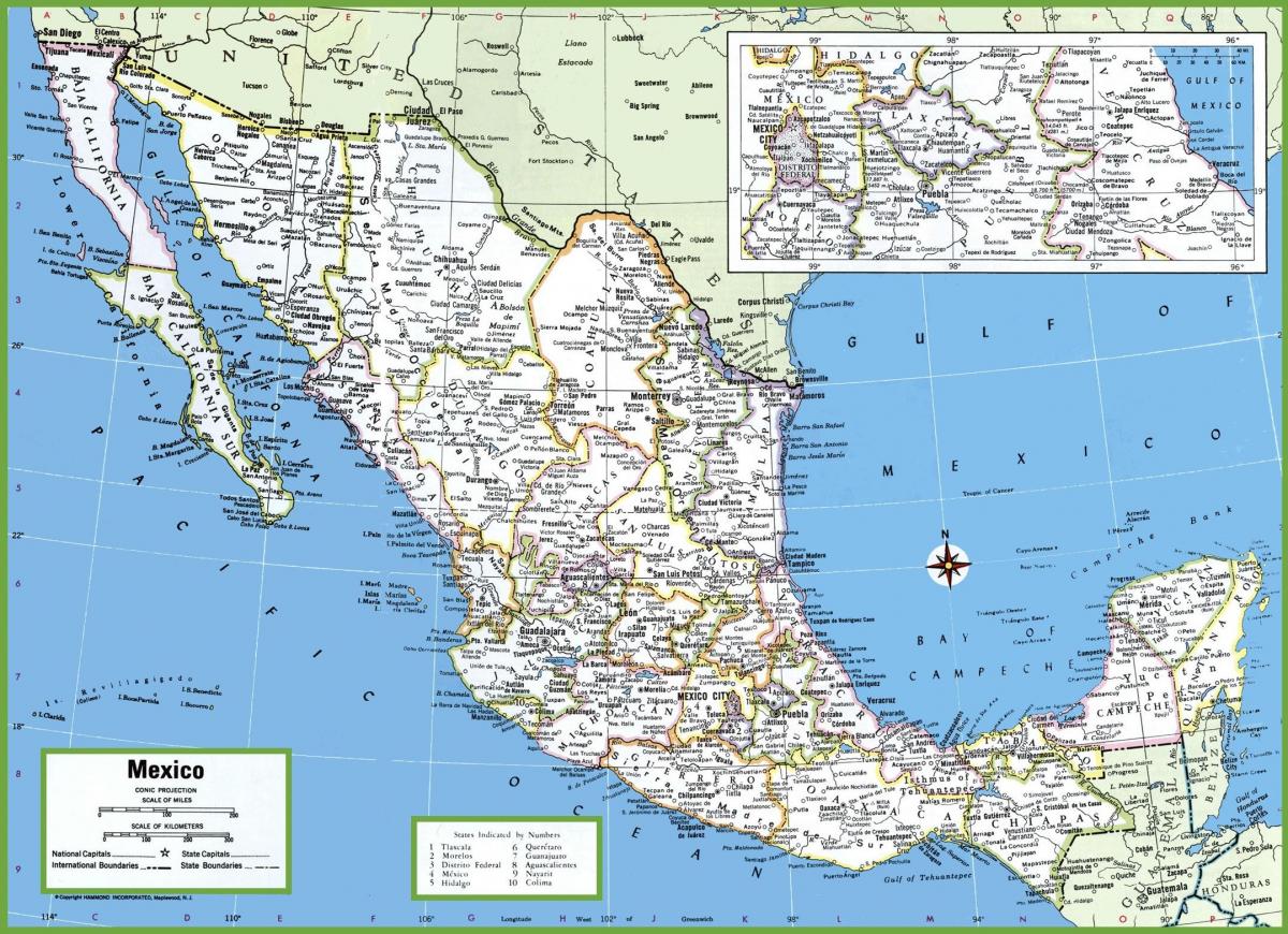 mest v Mehiki zemljevid