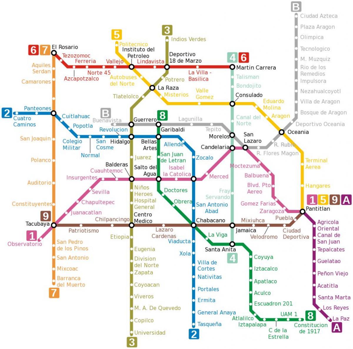 metro zemljevid Mehike