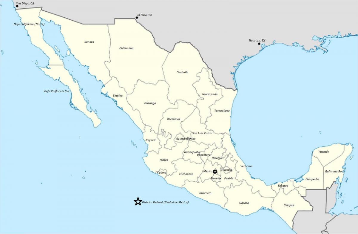 držav Mehike zemljevid