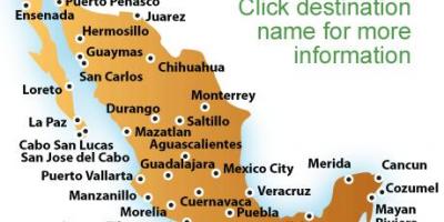 Zemljevid plaže v Mehiki