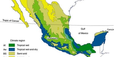 Podnebne zemljevid Mehike
