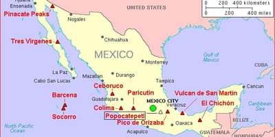 Zemljevid Mehike vulkan