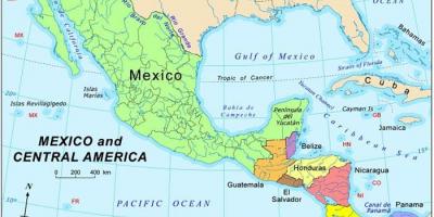 Zemljevid Mehike in srednje amerike